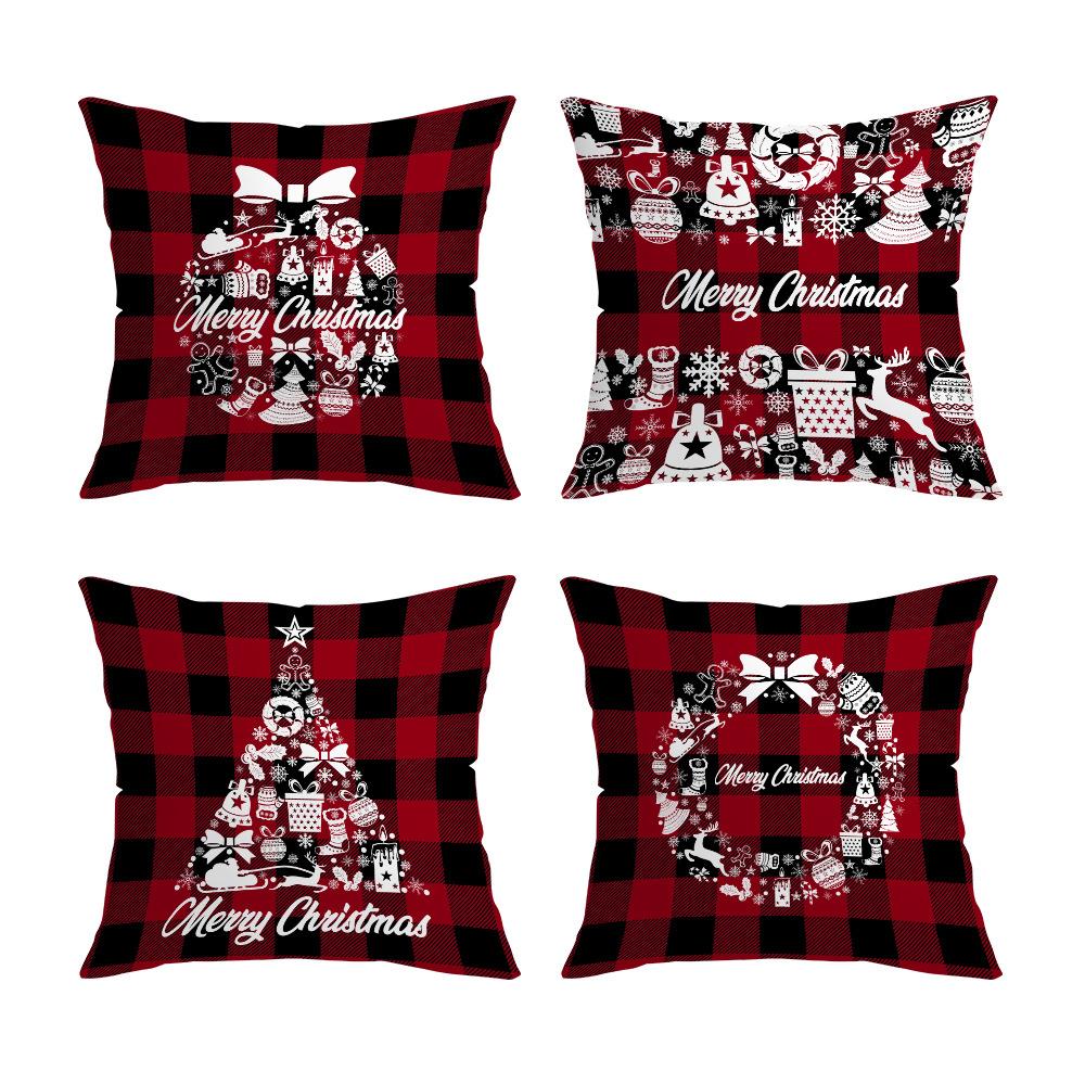 New Style Pillowcase Buffalo Plaid Christmas Print Pillowcase Home Bedroom Decoration