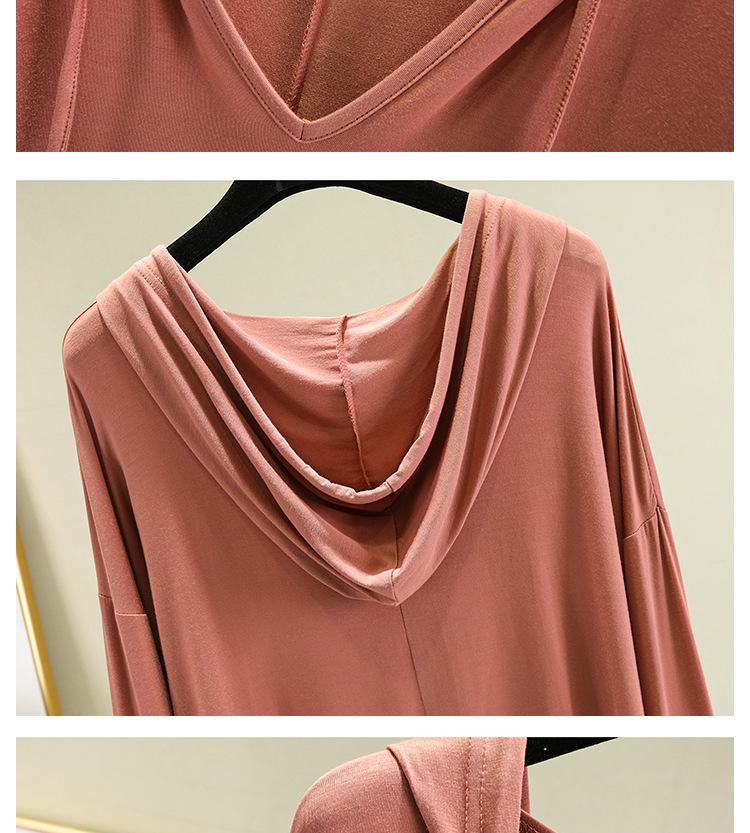 Plus Size Women's Long-Sleeve Modal T-Shirt - Hooded, Solid Color, Sun Protection, Lightweight for Spring/Summer