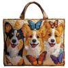 Vintage gesteppte Damentasche 3D-Druckmuster Leichte Canvas-Umhängetasche Große Kapazität Baumwoll-Reisehandtasche