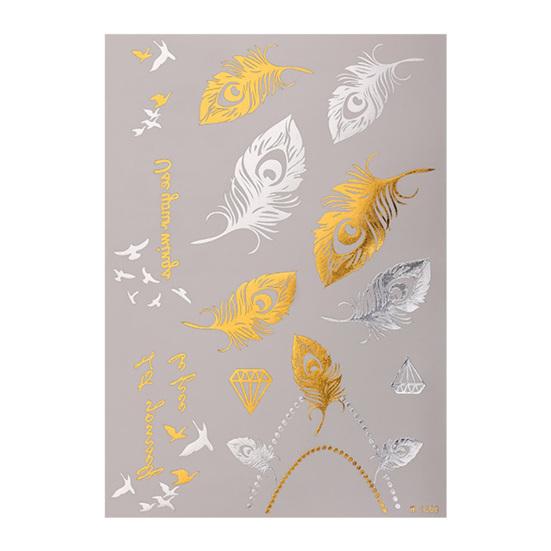 Golden Silver-color Metallic Tattoo Sticker for Women Girls Temporary Tattoo Sticker