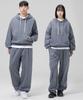 Sweat Balloon Hoodie + One-Pleat Drawstring Training Pants Set-Gray