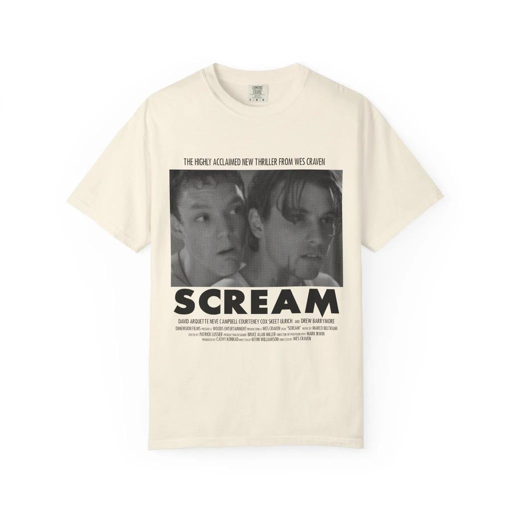 2026 Scream Horror Movie Print Retro T-shirt for Men and Women Summer Pure Cotton Clothing Fashion Gothic Short Sleeved T-shirt