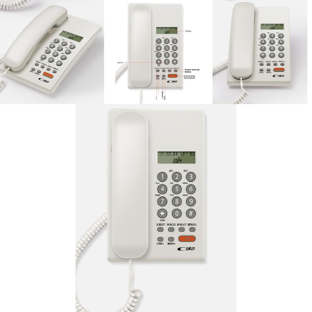 Traditional Corded Landline Phone For Home Office With Call Display And Phonebook Storage