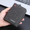1pc of Baellerry Men'S Short Wallet, Multi-Card Slot Zippered Coin Purse, Matte Faux Leather Vertical Wallet