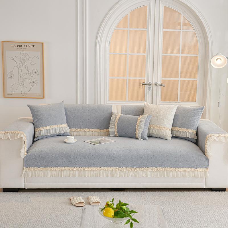 Cream Wind Sofa Cushion Universal In All Seasons French Skirt Sofa Cover Simple Non-Slip Chenille Seat Cushion Cover Cloth Towel