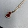 Sterling Silver Gourd Necklace & Bracelet Set with White Mother of Pearl, Red Agate, 18k Rose Gold Qilin Fu Lu Pendant On Clavicle Chain.