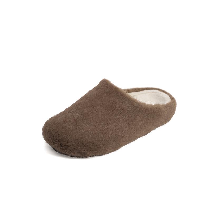 

Fashion Indoor Cotton Slippers with Soft Sole Silent Faux Suede Slippers Women and Men Anti Slip Wooden Floor Home Cotton Shoes 40 коричневый