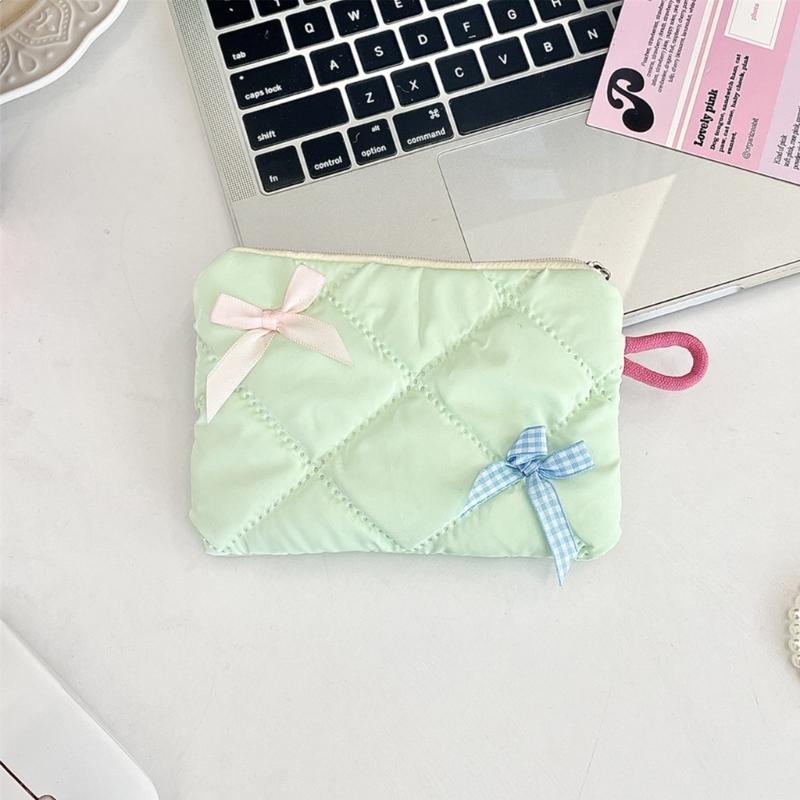 Polyester Bowknot Cosmetic Pouch Versatile Portable Organizers for Travel and Daily Accessories