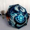 1pc Blue Dragon Pattern Beautiful Looking Automatic Folding Umbrella, 3 Folding, 8 Iron Frame Design, Durable and Suitable for Travel and Daily U