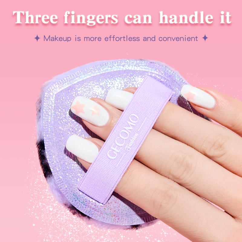 GECOMO Sparkling Powder Puff Ultra Soft Velvet Setting Makeup Applicator Flawless High Coverage For Loose Powder Foundation Travel Friendly Reusable