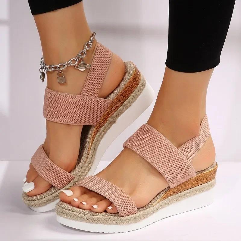 2025 New Fashion Women's Wedge Heeled Fashion Sandals, Summer Fish Mouth Loose Set Foot Platform Sandals