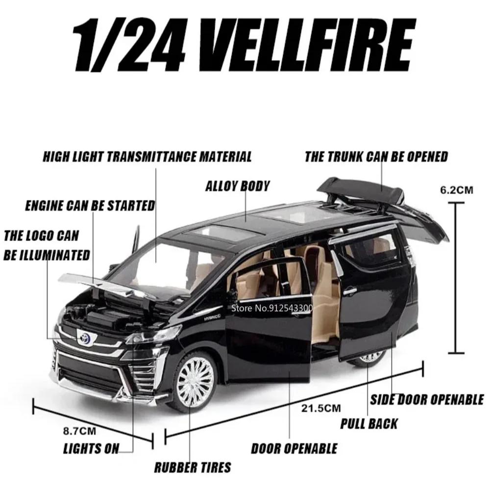 1:24 Denza D9 VELLFIRE MPV Alloy Model Car Toy Metal Diecast Vehicle Simulation Sound Light Miniature Models for Boys Gifts