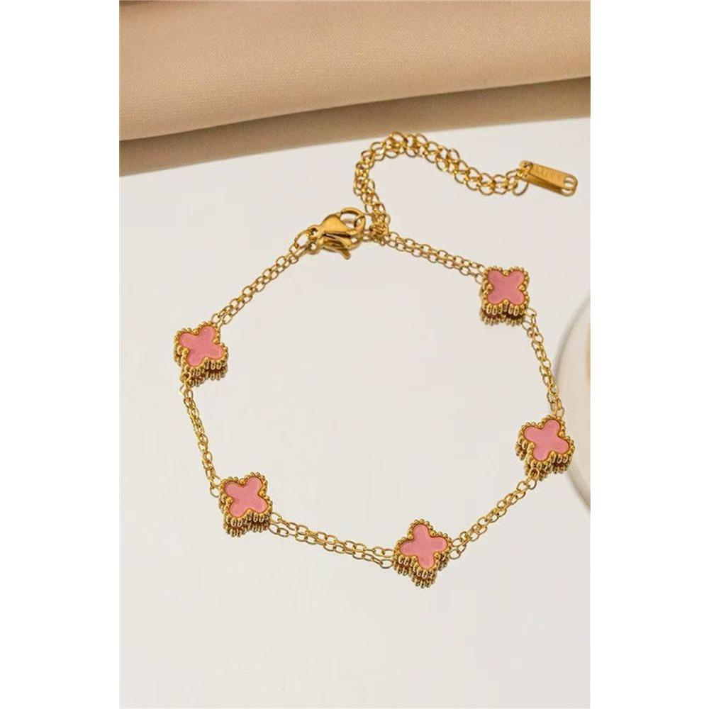 Brățară bijuterie de mână la modă Trifoi cu patru foi 9mm Oțel Titan Culoare 18K Brățară cu conservarea culorii