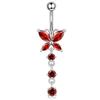Damen Edelstahl Sexy Strand Schmetterling Zirkon Anhänger Perforierte Bauchnabelringe 10mm Vergoldet Drittanbieter-Zertifiziert Trendig