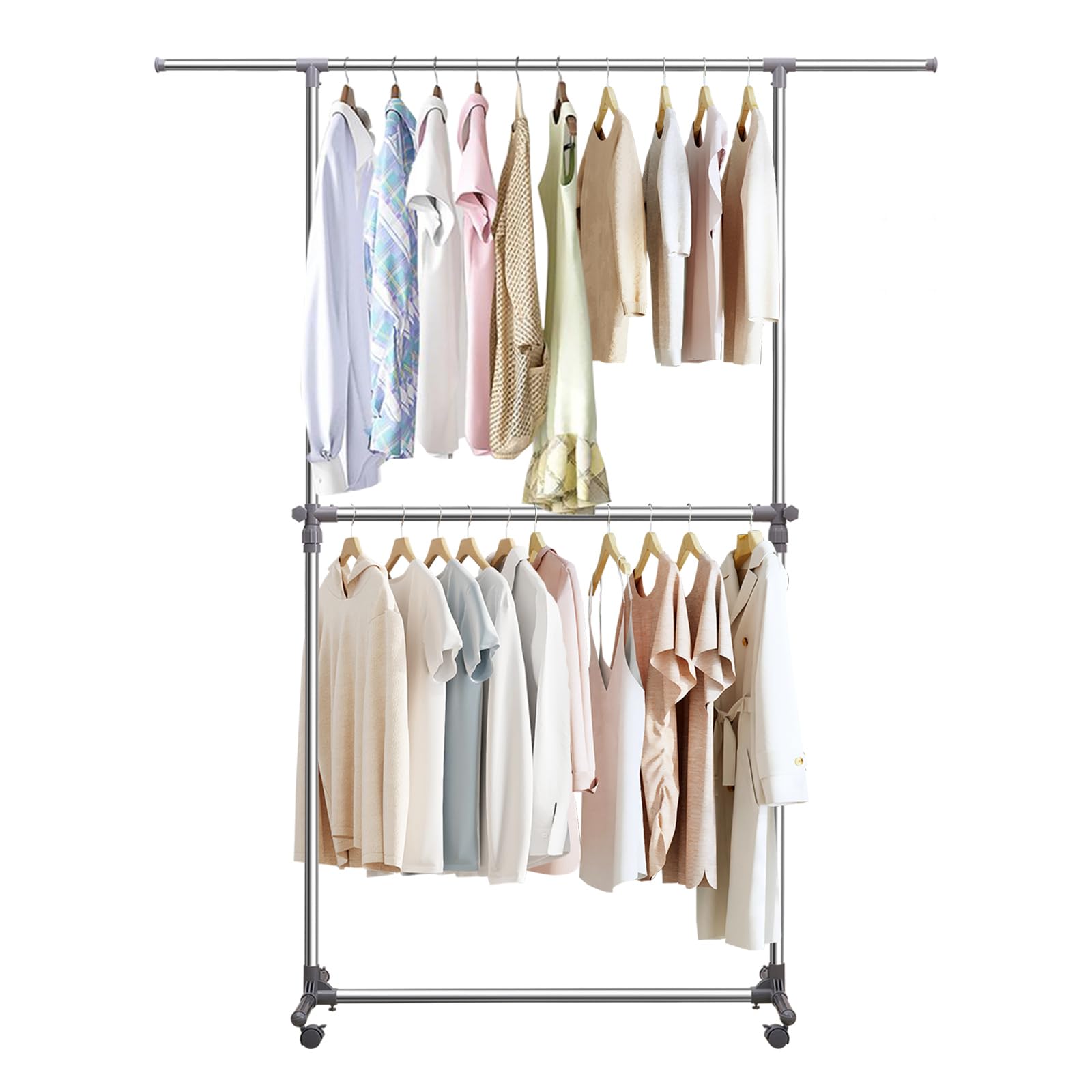 

Вешалка 2 100 см для коммерческой грузоподъемности достаточно места для хранения с 2 одеждой большая расширяемая ширина и труба одежда одежда одежда сушка одежды вешалка для одежды