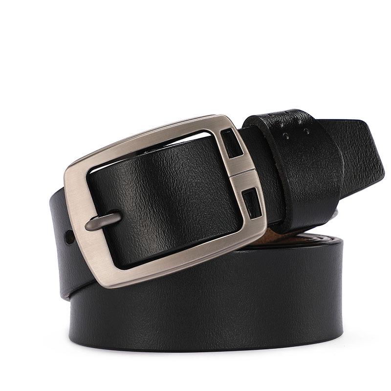 Men's Genuine Leather Casual Belt with Pin Buckle - Full Cowhide Waistband