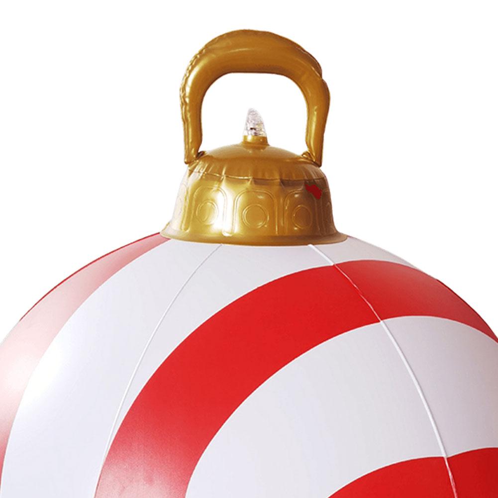 24 Inch Light Up PVC Inflatable Christmas Ball Large Outdoor Decorated Ball New Years Christmas Ornaments Holiday Decor