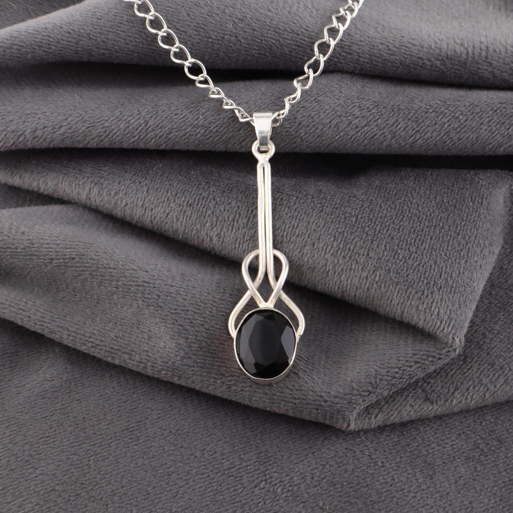 Black Onyx 925 Solid Sterling Silver Pendant, Handmade Gemstone Jewelry Pendant For Memorial Day