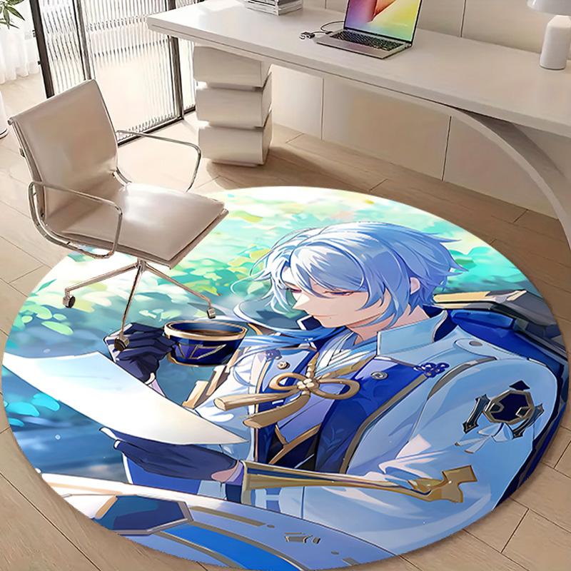 1pc Genshin Impact1 Design Printed Area Round Carpet for Bedroom Living Room Home Decor Rugs Mat Non Slip Mat Rug for Bedside