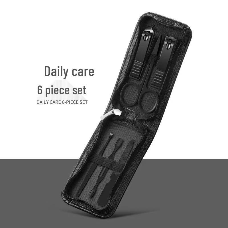 6-Piece Stainless Steel Nail Clipper & Scissors Set with Zippered Storage Bag