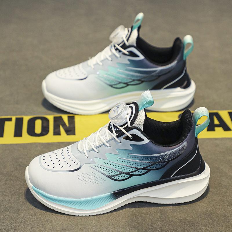 

Children s shoes mesh breathable boys sports shoes 2025 new primary school students button lightweight running shoes medium and large children 39