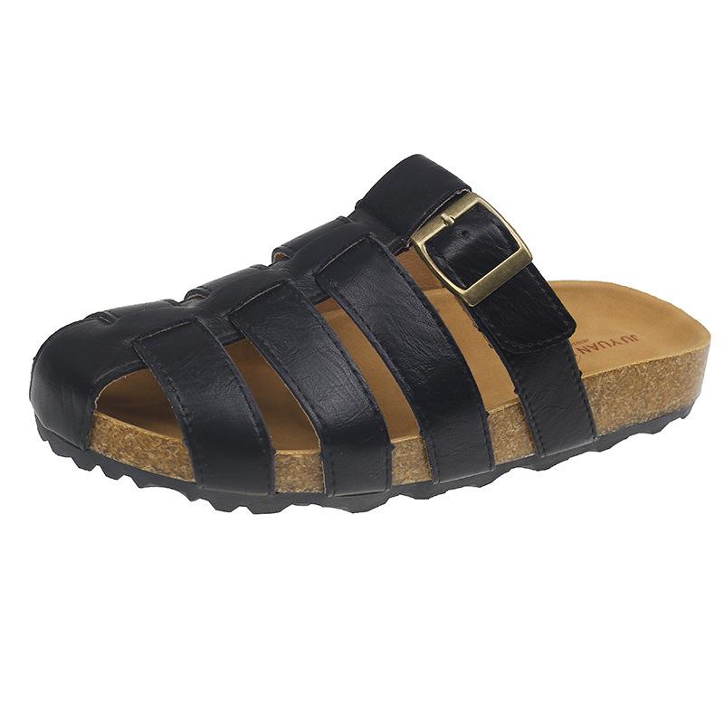 

Thick-soled hollowed-out woven bag head Roman slippers women s 2025 new retro versatile one-pedal beach cool slippers 40 чёрный