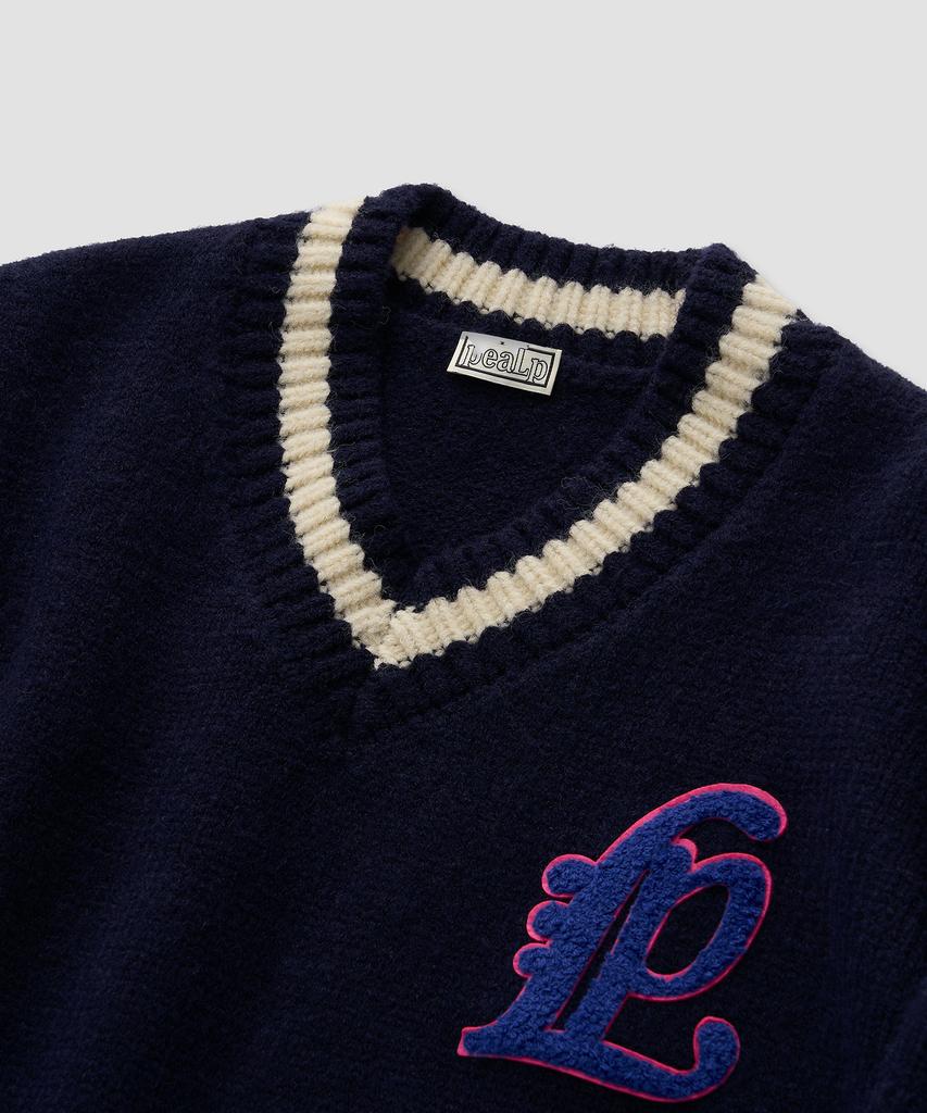 Pilpeu Varsity V-Neck Knit 29(Navy)