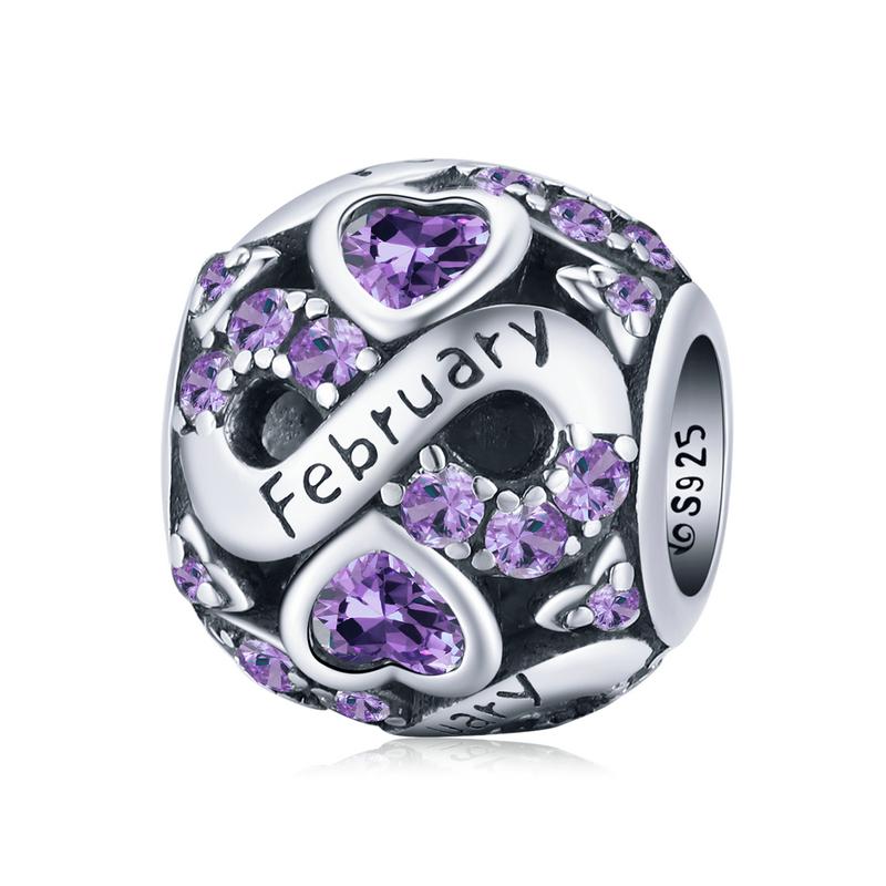 Bamoer 925 Sterling Silver Multi-color Zircon Infinite Love Birthstone Bead Charm for Original Bracelet Bangle Women Jewelry