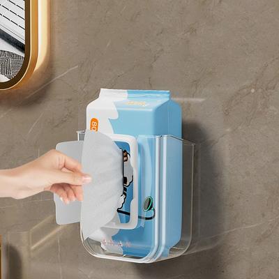High Quality Wall Mounted Wipes Storage Box Large Opening Punch-free Bathroom Paper Towel Box Wet Tissue Storage Box