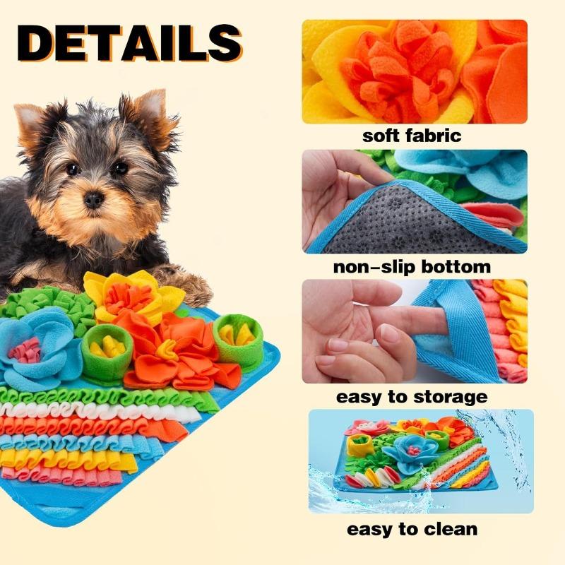 Pet Snuffle Mat Dog Cat Slow Feeding Puzzle Toy Colorful Flower Foraging Blanket Stress Relief Nose Work Smell Training Play Mat for Dogs Cats