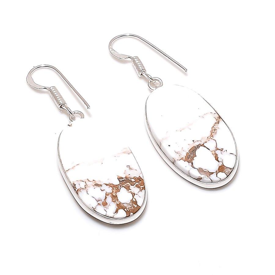 Натуральный камень Дикая Лошадь Ювелирное изделие из стерлингового серебра 925 пробы Серьга 1,81  AE-12290