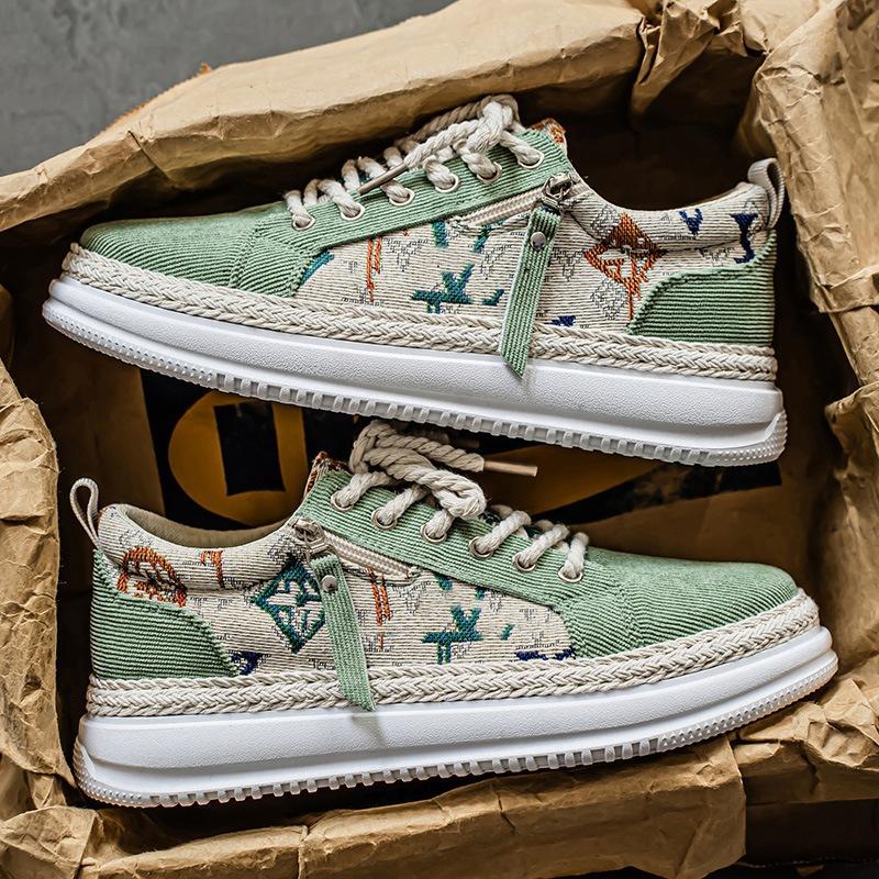 

2025 new fashion men s shoes summer low-top trendy shoes men s breathable board shoes casual sports shoes student canvas shoes 44