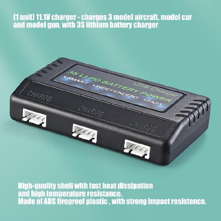 Portable USB Power 3S Battery Charger With 3 Slots and Safety Protections For Remote Control Vehicles