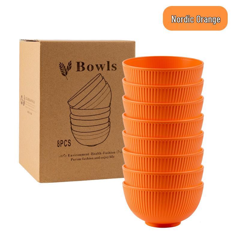 Cross-border PP Plastic Bowl Set - Multi-purpose for Dormitory: Includes Water, Fruit, Salad, Noodle, Soup, and Rice Bowls. Large Size.
