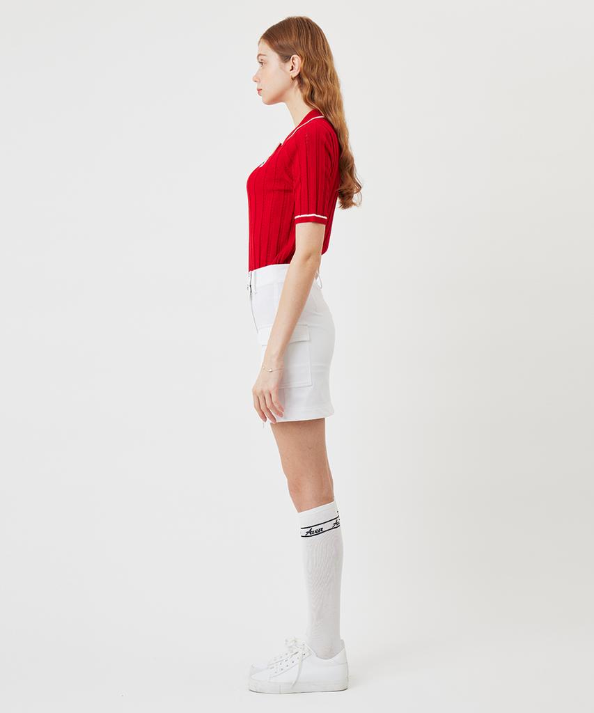 AVEN Evenbear Half Knit Polo Shirt Red