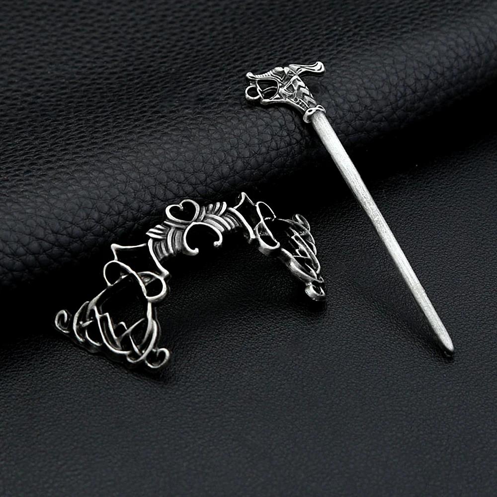 Vintage Nordic Metal Hollow Butterfly Hair Stick For Women Men Fashion Silver Color Viking Amulet Handmade Alloy Hair Accessory