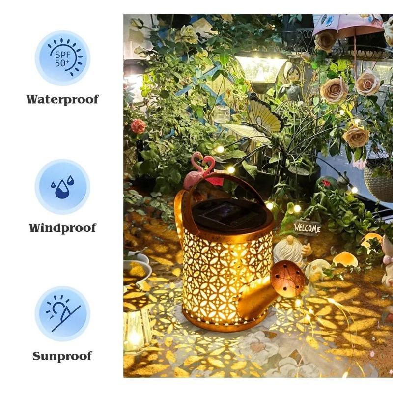 Solarbetriebene Lichterkette für Gießkannen im Vintage-Stil aus Metall, ideal für Garten und Terrasse, Weihnachtsdekoration, wasserdicht, zum Aufhängen, für Villa und Hof