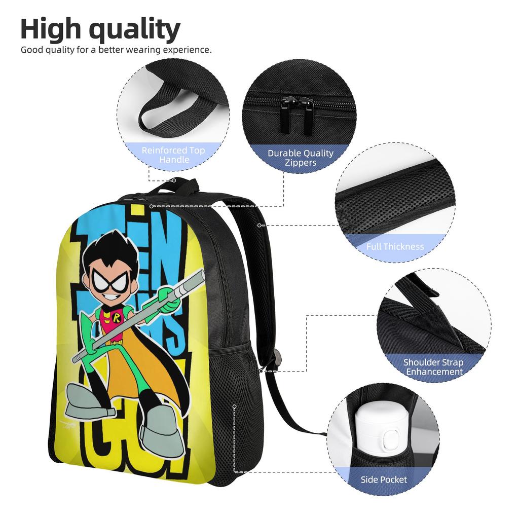 Teen Titans Go Raven's Emoticlones Backpack  Trekking Backpacks Youth Custom Big High School Bags Kawaii Rucksack