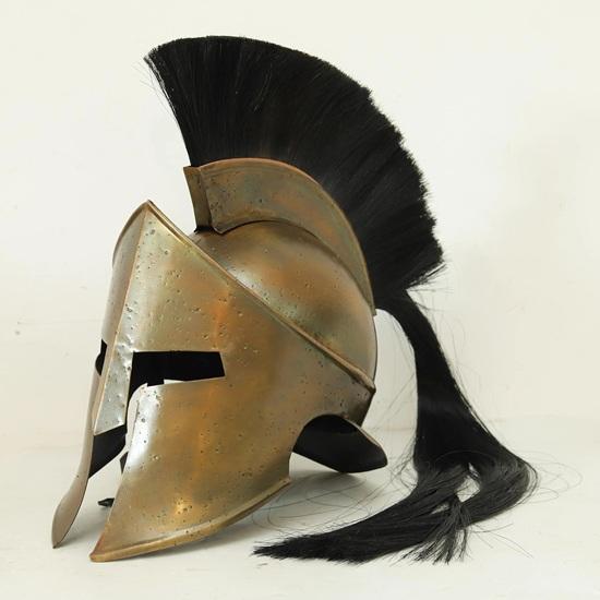 Spartan Warrior Helmet with Black Crest Wearable Bronze Helmet Greek Corinthian Armor Medieval Cosplay Prop Gift