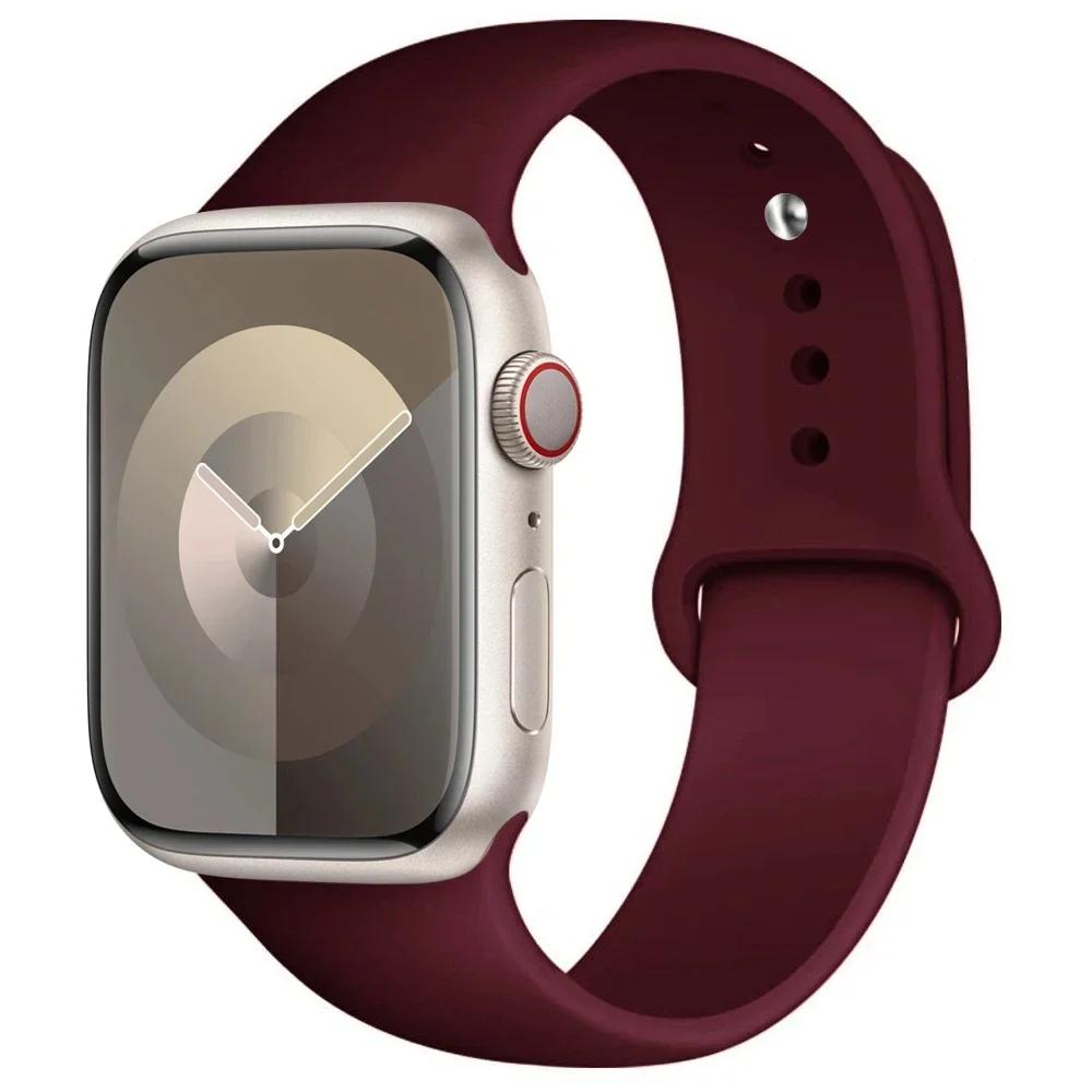 Silicone Strap For Apple Watch band 45mm 44mm 41mm 42mm 40mm 49mm 38mm correa bracelet iWatch series 9 8 5 4 3 8 6 SE 7 Ultra 2