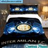 3PCS Custom Name Inter Milan Emblem Bedding Set Duvet Cover Closure Includes 1 Duvet Cover & 2 Pillowcases for All Seasons Bedroom Decor