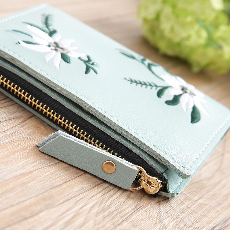 Embroidered Flowers Mini Wallets Purse for Women Ladies Girls Fashion Card Holder Coin Purses Pack Bags
