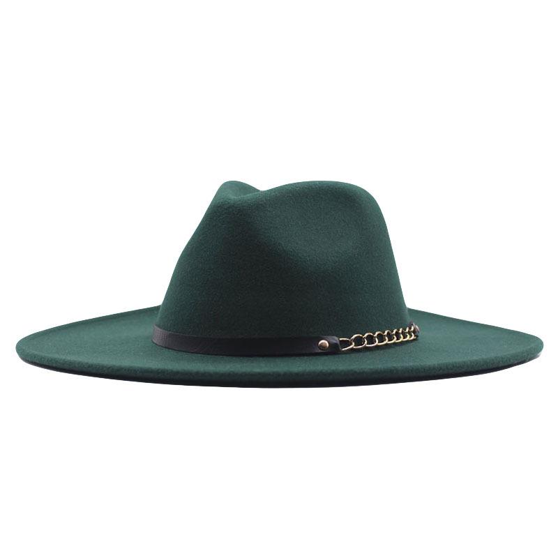 Autumn and winter top hat British classic jazz hat woolen hat big brim cm flat edge top hat
