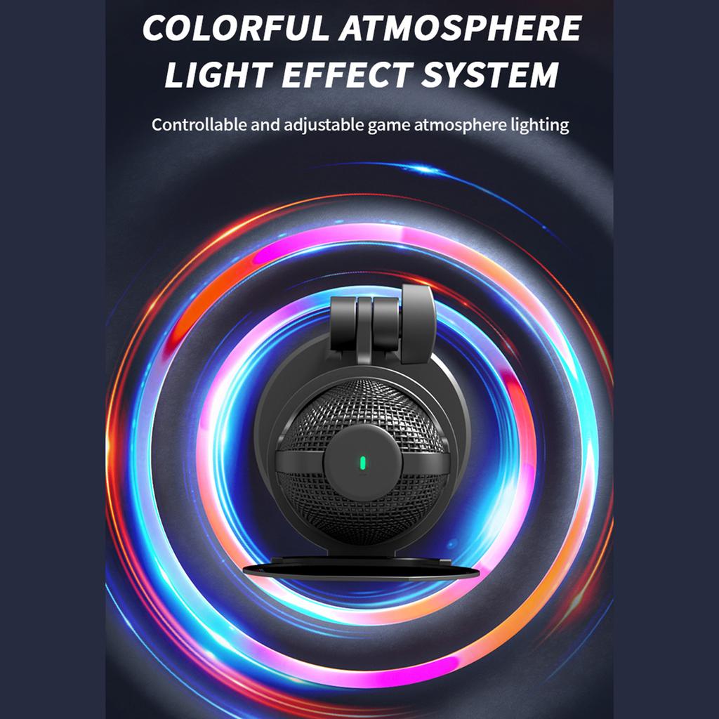 Mikrofon USB RGB Zestaw Mikrofonu Komputerowego ze Statywem Redukcja Szumów Plug & Play Jeden Klawisz do Wyciszenia dla