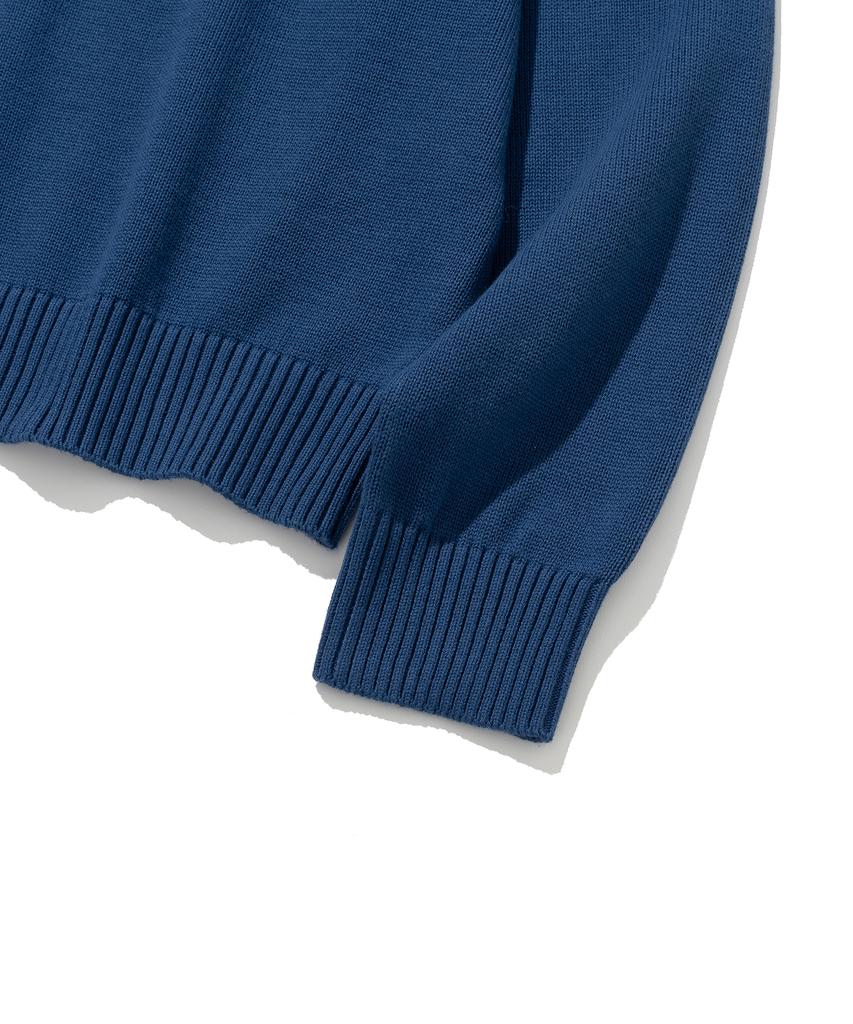 KNITTED Cotton Button Collar Knit Dawn Blue