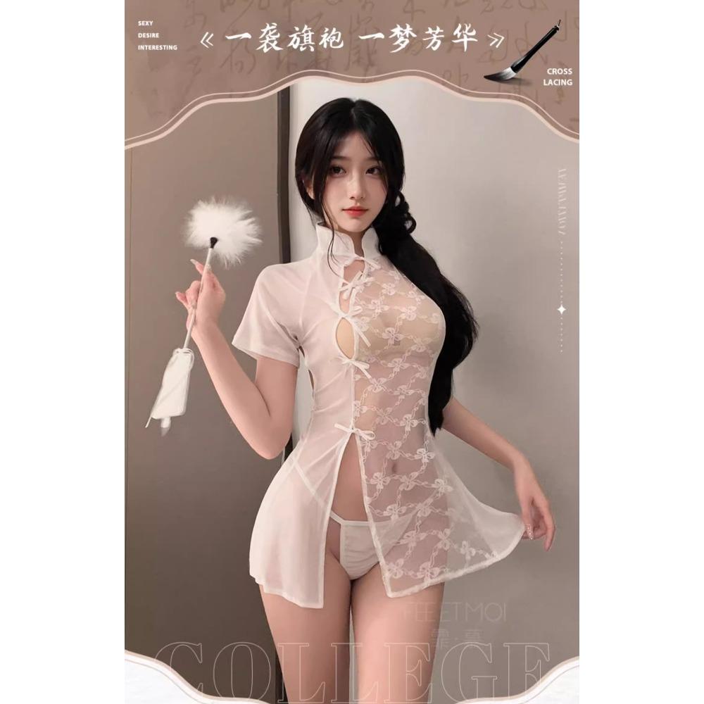 Domila's New Erotic Underwear Sexy Classical Cheongsam Pajamas Seduce Passion Bed Shame Pure Desire Robe