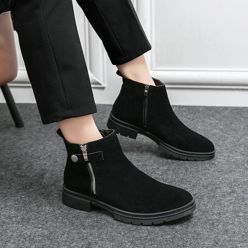 Fashion 2024 Autumn Winter Chelsea Boots for Men High Quality Side Zipper Leather Dress Shoes Men British Platform Business Male Boots