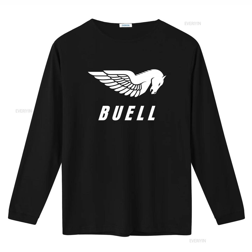 T-shirt con Stampa Logo Buell Motorcycles Girocollo vintage Lavata Comoda Elasticizzata moda Casuale Traspirante streetwear