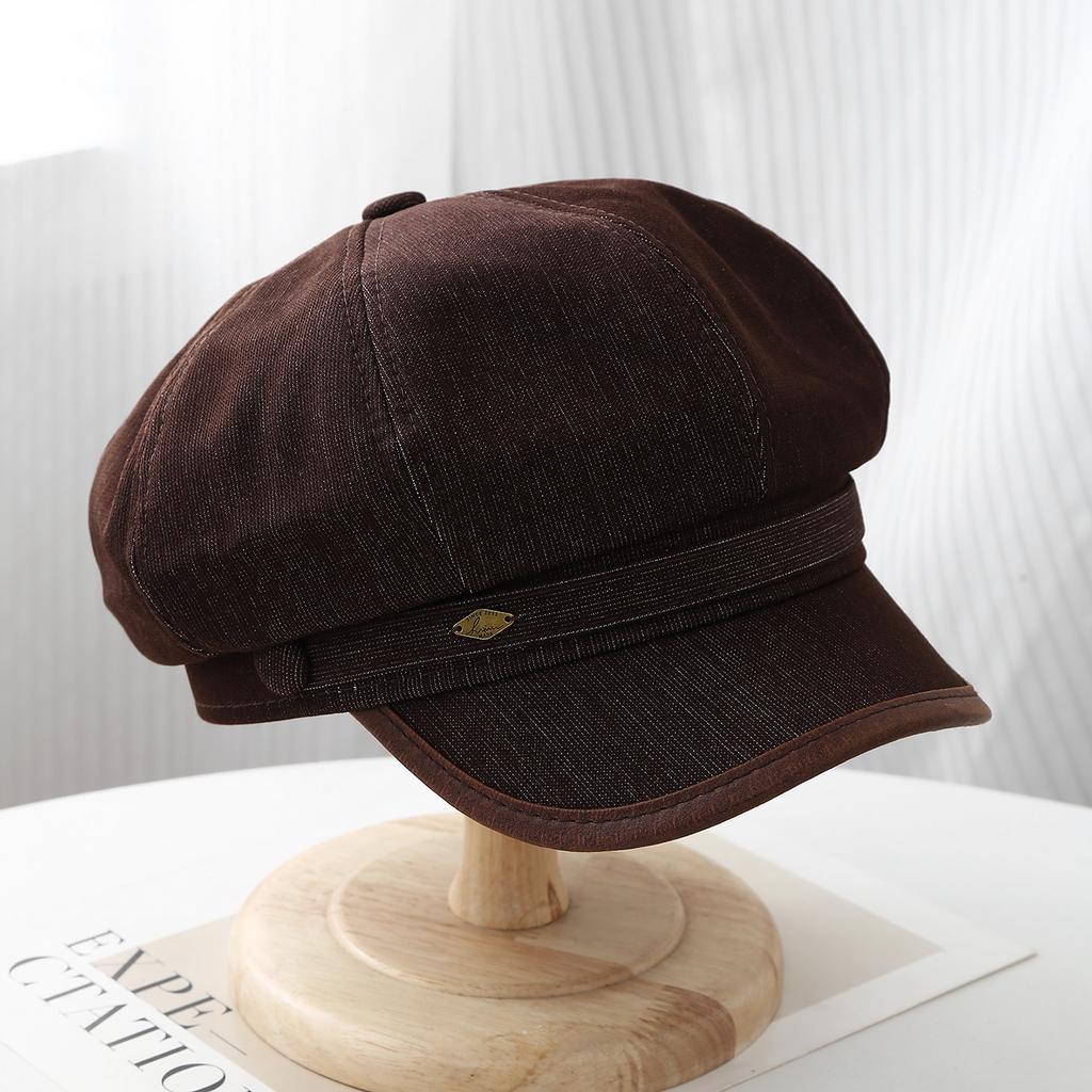 Korean retro contrasting octagonal hat children's four-season versatile face newsboy cap casual temperament painter hat