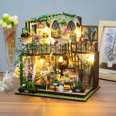 DIY Holz Kit Hause Puppenhaus Miniatur Garten Modell Villa Puppe Häuser Handgemachte Kinder Spielzeug Geburtstag Geschenke
